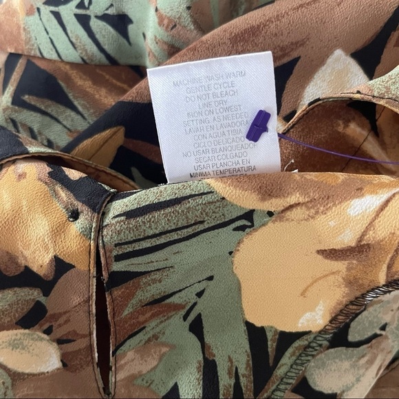 VINTAGE MODERN ESSENTIALS Floral Short Sleeve Tropical Print Top Size Large - Picture 4 of 4